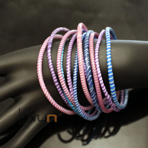 Flip Flop Ethnic African jewelry Plastic Bracelets Jokko Recycled Fair Trade Men Women Children 38 Pink/Orange/Beige (x12) b
