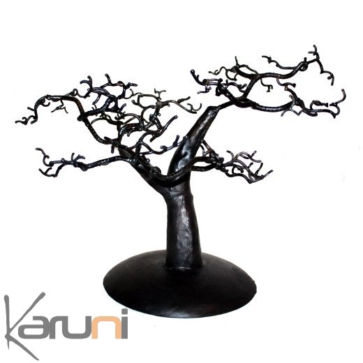 Jewelry Tree-holder design 30 cm cedar recycled metal Madagascar baobab