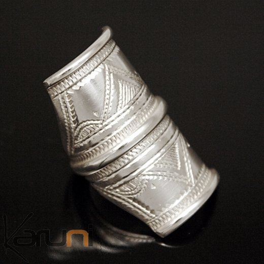 Ethnic Tuareg Tribe Design Signet Ring Silver Big 3 Lines Unisex 02