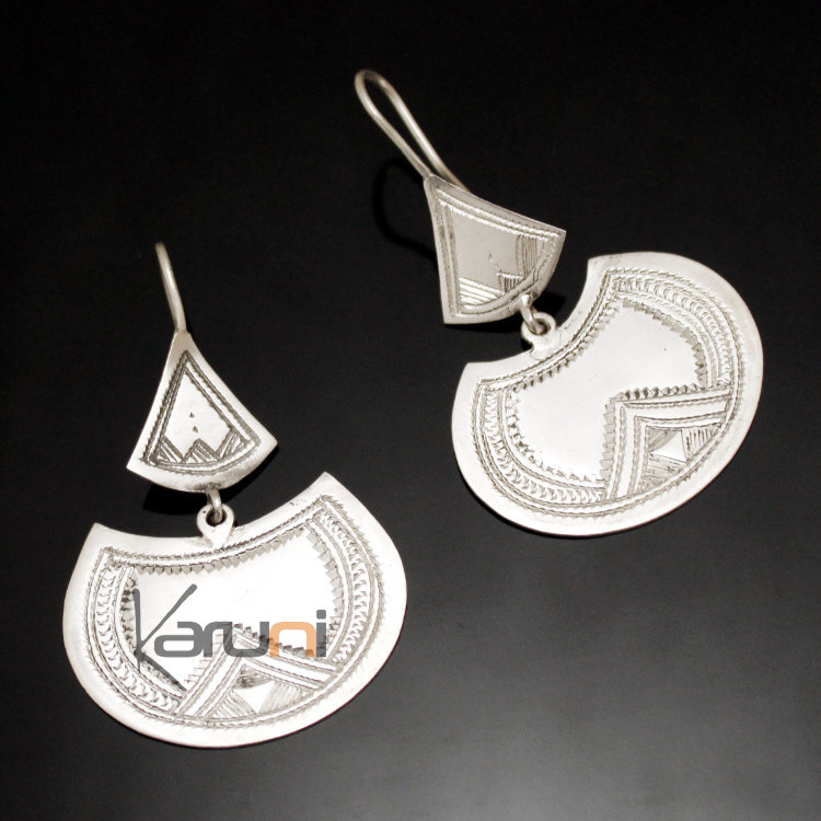 Tuareg Earrings Berber Silver Leaf 08