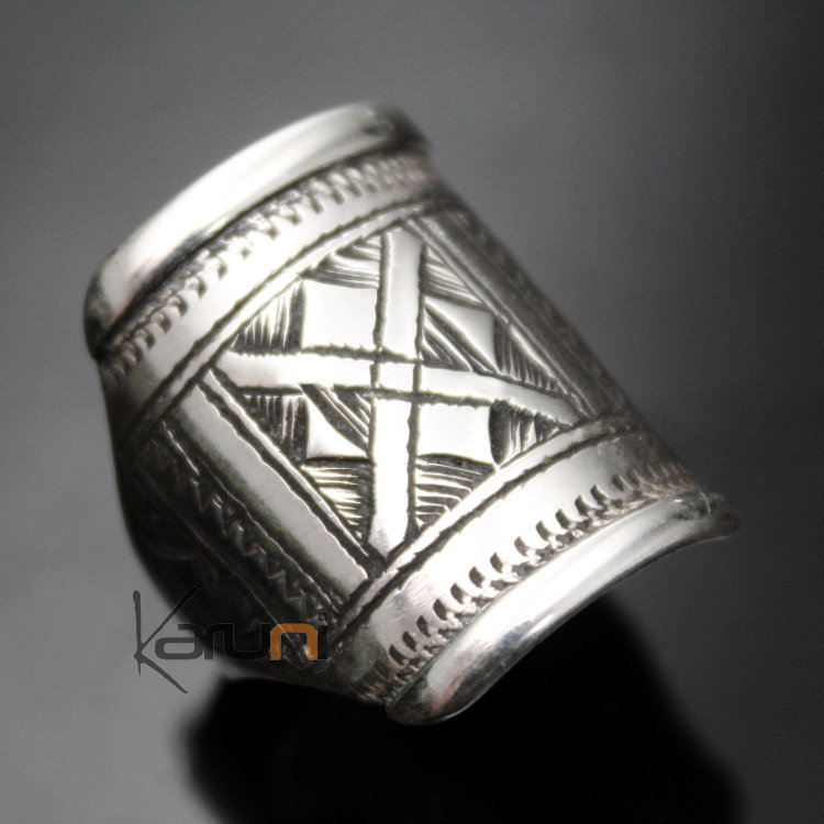 Ethnic Signet Ring Sterling Silver Jewelry Engraved Men/Women Tuareg Tribe Design 05