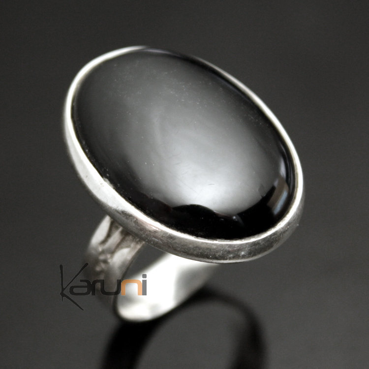 Nigerian Silver Onyx  Ring