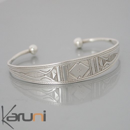 Ethnic Bracelet Sterling Silver Jewelry Engraved Large Kid/Baby Tuareg Tribe Design 02