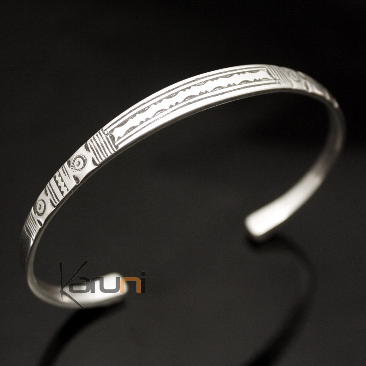 Ethnic Bracelet Sterling Silver Jewelry Engraved Large Kid/Baby Tuareg Tribe Design 12