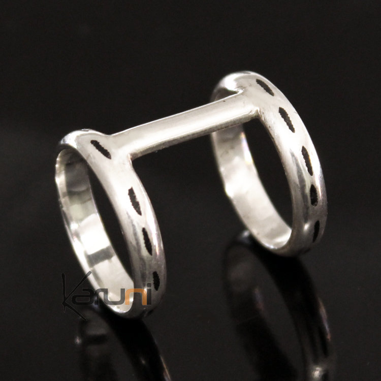 Ethnic Jewelry Double Rings Sterling Silver Tuareg Tribe Design