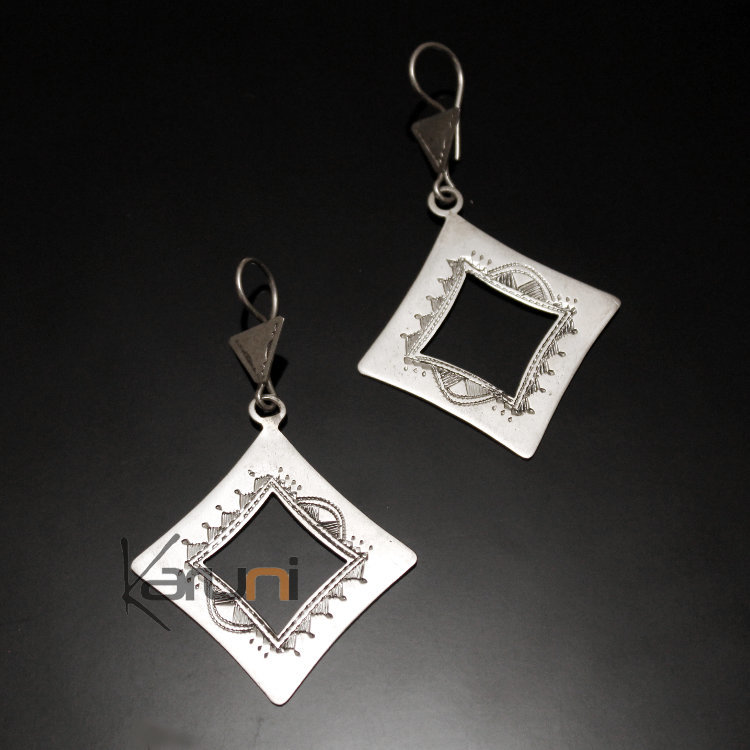 Ethnic Earrings Sterling Silver Jewelry Hollowed Diamond Tuareg Tribe Design 26