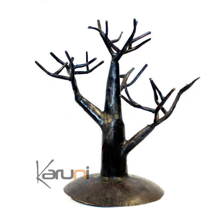 Jewellery Tree - holder design 25 cm cedar recycled metal Madagascar baobab