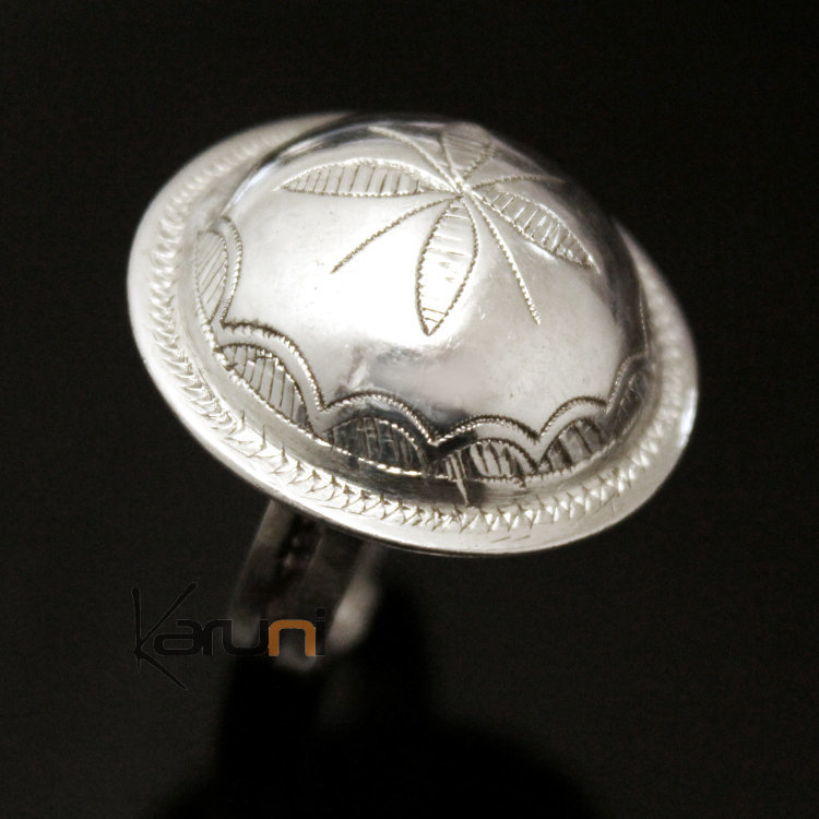 Ethnic  Tuareg Tribe Design Dome Ring Silver KARUNI  02