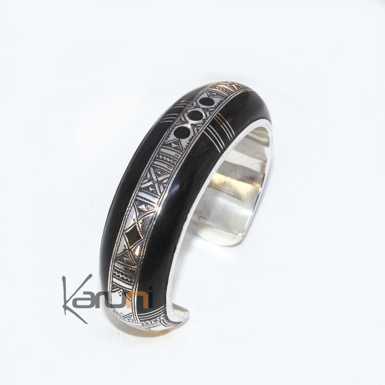 Large Tuareg city bracelet in silver Ebony