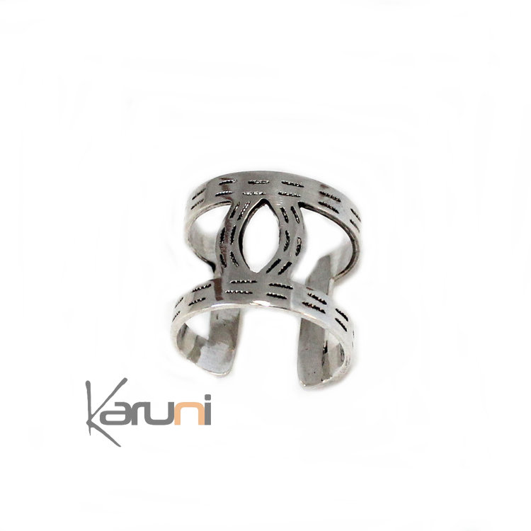 Ebony Silver Adjustable Ring 1051