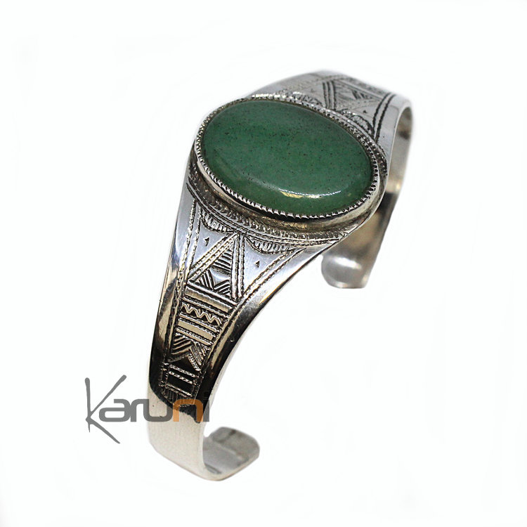 Ethnic Sterling Silver Bracelet Jade 3043