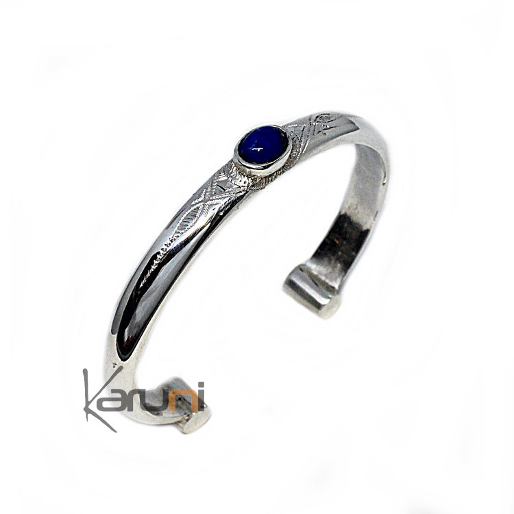 Ethnic Blue Agat Silver Bracelet