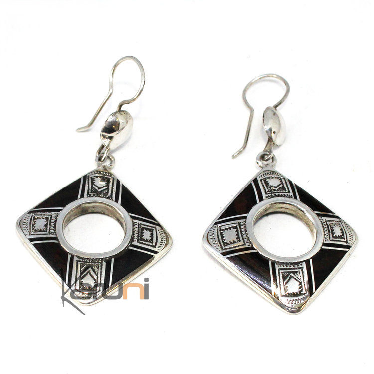 Ethnic Earrings Sterling Silver Ebony 5085