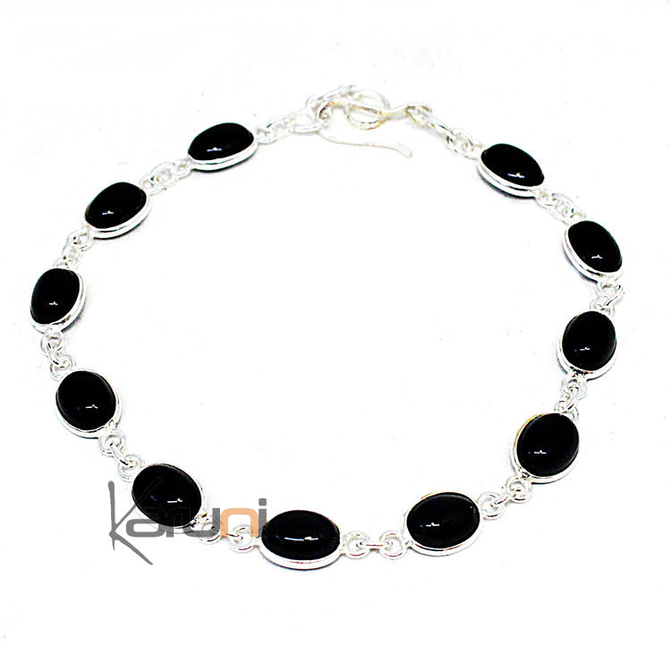 Sterling silver Onyx Indian bracelet 3093