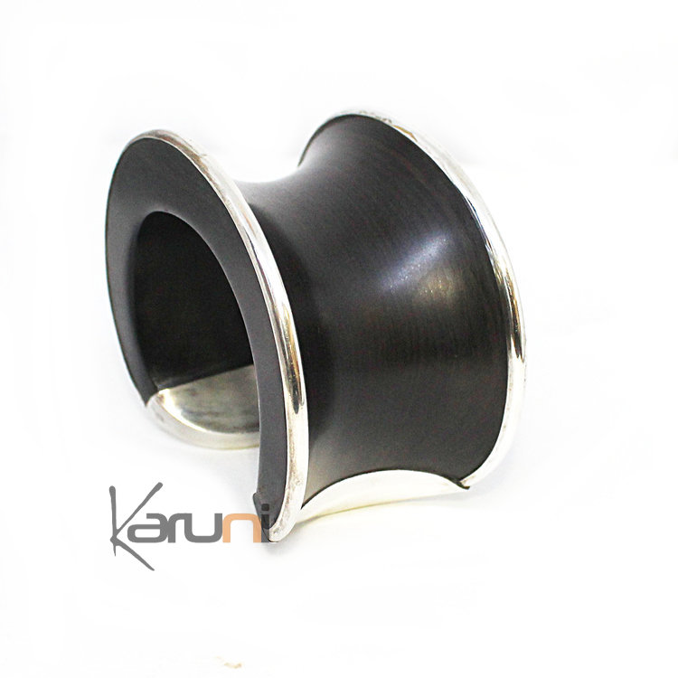 Large Cuff Bracelet Ebony Sterling Silver 7063