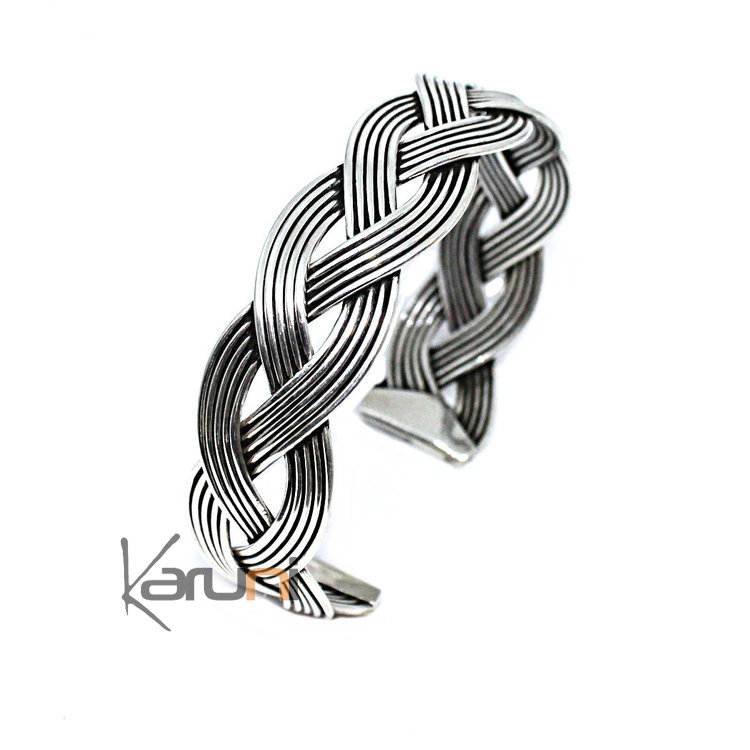 Braided silver bracelet 5 threads 3120