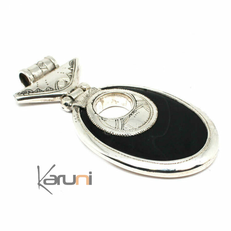 Pendant Sterling Silver onyx Rugb