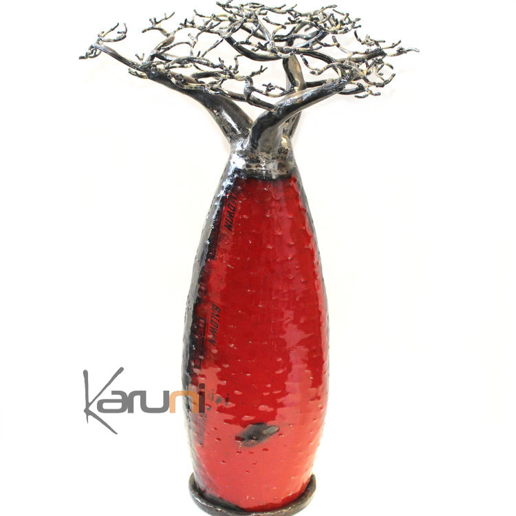 Jewelry Tree Baobab design jewelry holder 60 cm recycled metal Red