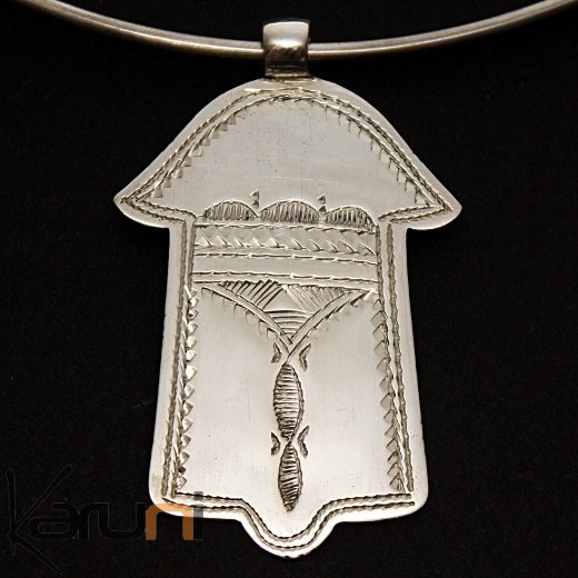 Handmade Silver Pendant Necklace by Fatma Khamsa 06