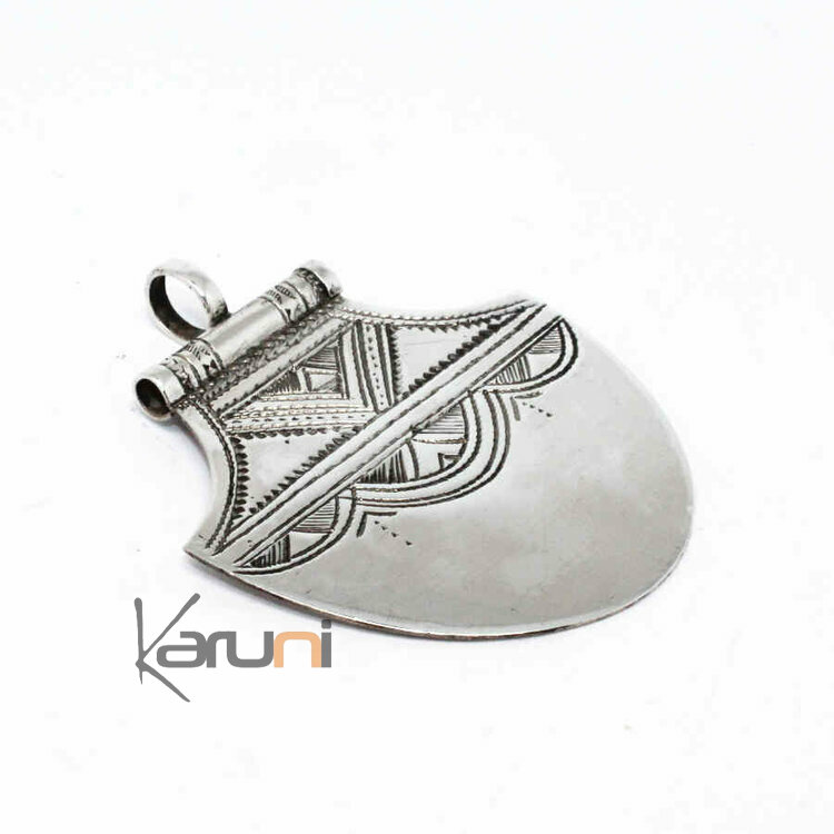 African Necklace Pendant Sterling Silver   Lotus Tuareg Tribe Design 