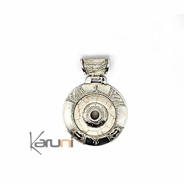 Pendant Sterling Silver Ethnic  white Howlite