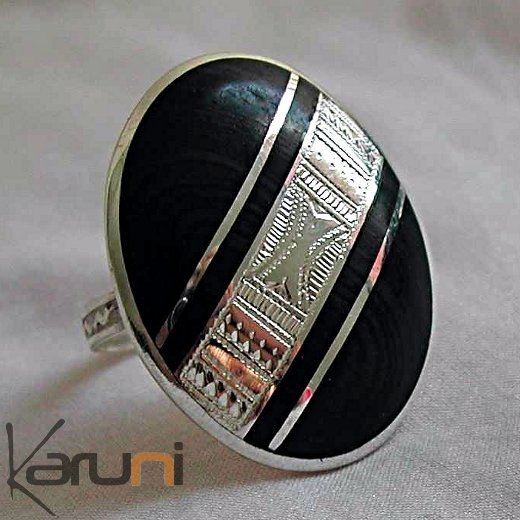 Nigerian Silver Ebony Ring