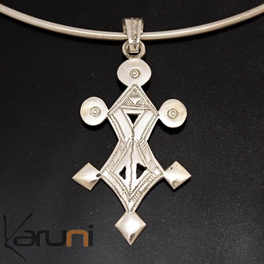 African Southern Cross Necklace Pendant Sterling Silver   from Tchimoumene Niger Tuareg Tribe Design