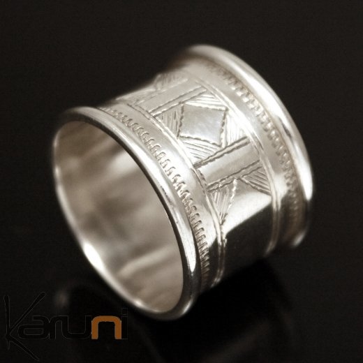 Ethnic Engagement Ring Wedding Jewelry Sterling Silver Large Engraved Men/Women Tuareg Tribe Design 07