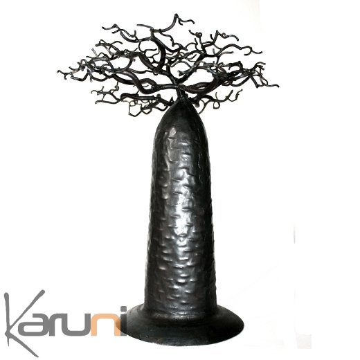 Jewelry Tree Baobab round design jewelry holder 30 cm recycled metal Madagascar