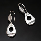 Ethnic Earrings Sterling Silver Jewelry Pebble Ebony Lines Tuareg Tribe Design 36