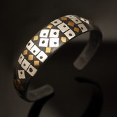 African Bracelet Ethnic Jewelry Silver Mix Horn Bronze Diamonds from Mauritania