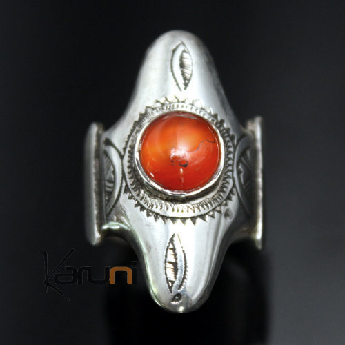 Ethnic Marquise Ring Sterling Silver Jewelry Cross Red Agate Tuareg Tribe Design 05
