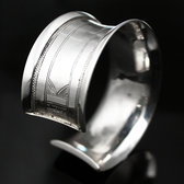 Ethnic Cuff Bracelet Sterling Silver Concave Jewelry Engraved Tuareg Tribe Design 02 b