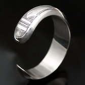 Ethnic Bracelet Sterling Silver Jewelry Large Rounded Engraved Tuareg Tribe Design 02 b