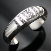 Ethnic Bracelet Sterling Silver Jewelry Large Rounded Engraved Tuareg Tribe Design 02