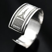 vEthnic Wide Bracelet Sterling Silver Jewelry Large Flat Engraved Men/Women Tuareg Tribe Design 10