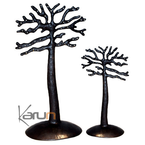 Jewelry Tree jewellery holder flat Baobab 20 cm recycled metal Madagascar