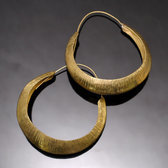 Fulani Earrings Golden Bronze Big Hoops 5 cm 2 inches African Ethnic Jewelry Mali