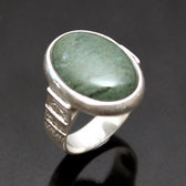 Ethnic Ring Sterling Silver Jewelry Green Aventurine Oval Tuareg Tribe Design 04 b