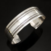 Ethnic Wide Bracelet Sterling Silver Jewelry Large Flat Engraved Men/Women Tuareg Tribe Design 02 