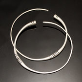 Ethnic Hoop Earrings Sterling Silver Jewelry Ebony Lines Tuareg Tribe Design 14 4,5 cm