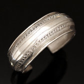 Ethnic Bracelet Sterling Silver Jewelry Large Rounded Engraved Tuareg Tribe Design 05