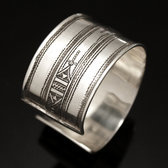 Ethnic Cuff Bracelet Sterling Silver Jewelry Large Engraved Tuareg Tribe Design 06 b