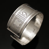 Ethnic Wide Bracelet Sterling Silver Jewelry Large Flat Engraved Men/Women Tuareg Tribe Design 13