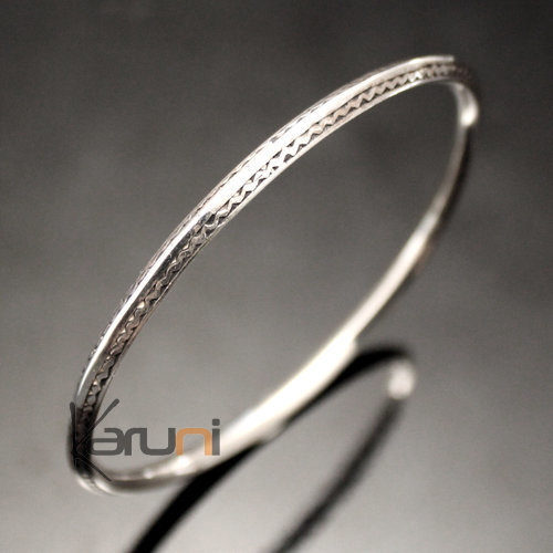 Ethnic Bangle Bracelet Sterling Silver Jewelry Thick Engraved Tuareg Tribe Design 11