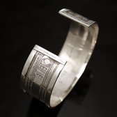 Ethnic Wide Bracelet Sterling Silver Jewelry Large Flat Engraved Men/Women Tuareg Tribe Design 15