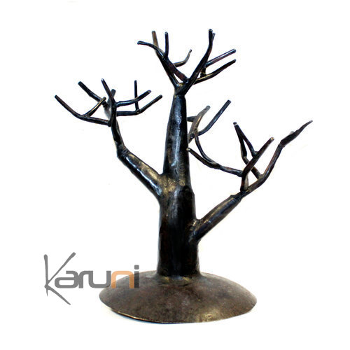 Jewellery Tree - holder design 25 cm cedar recycled metal Madagascar baobab