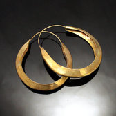 Fulani Earrings Golden Bronze Big Hoops 5 cm 2 inches African Ethnic Jewelry Mali