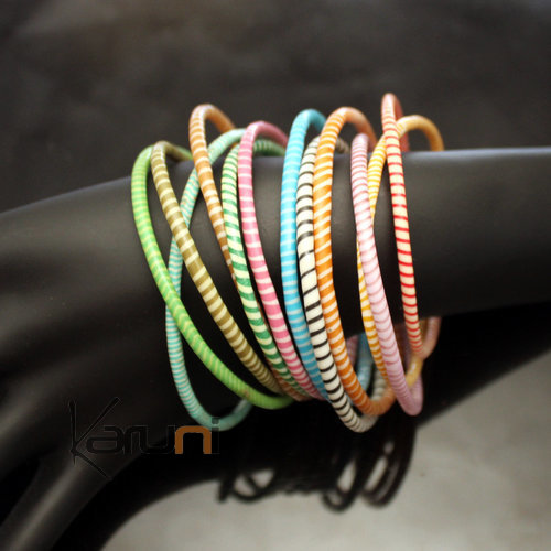 Flip Flop Ethnic African jewelry Plastic Bracelets Jokko Recycled Men Women Children 39 Multicolor Light (x12)