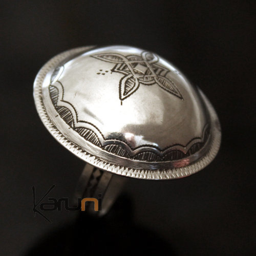 Ethnic Dome Ring Jewelry Sterling Silver Tuareg Tribe Design KARUNI  02 c